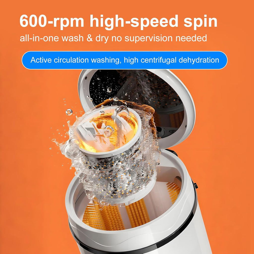 Portable Shoes Washing Machine - Compact 15'×15'×24' Mini Washer with Removable PA Soft Brush for Shoes, 7kg Lightweight with Handle, 3 Functions: Wash Shoes/Clothes and Spin-Dry;Knob Operation