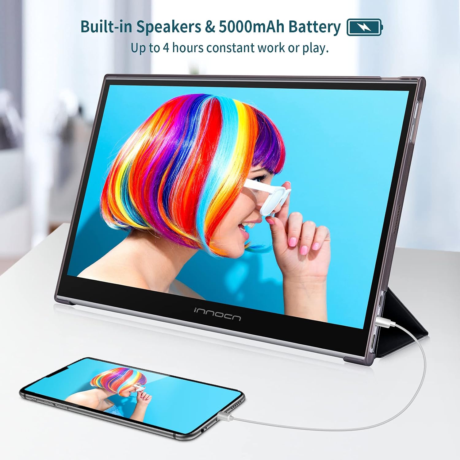 INNOCN Portable Monitor Touchscreen for Laptop 15.6' FHD 1080P HDMI External Display USB C Travel Second Monitor for MacBook Windows Tablets Android Chrome PS4 Switch Mini PC, 1500:1, 100% sRGB