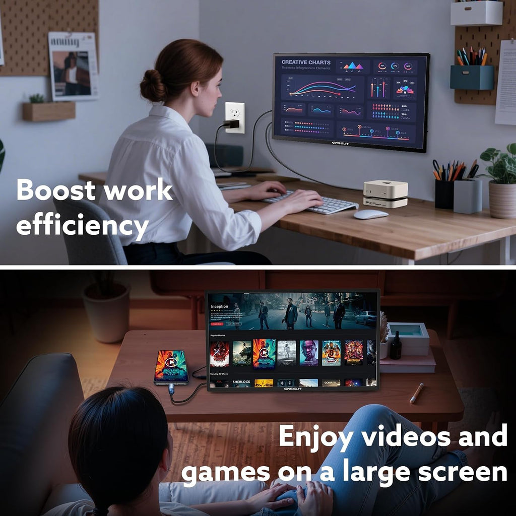 23.8'' Portable Monitor 2.5K 180Hz QHD 1440p, VESA USB-C HDMI Laptop Screen Extender, Built-in Stand Speakers for Laptop Mac PS4/5 Xbox Switch