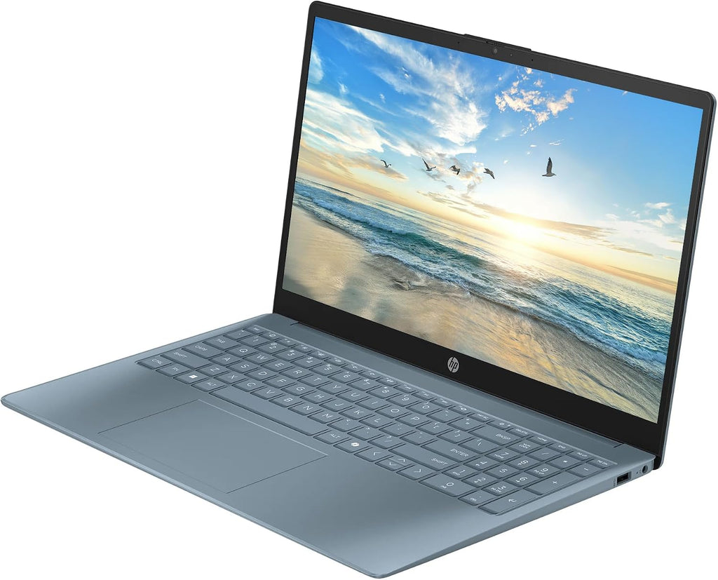 HP 15.6' Business Laptop with 1-Year Microsoft Office 365 with Copliot AI, 4GB RAM 128GB SSD, Quad-Cores Intel Processor, Windows 11, PLUSERA Earphones & 8-in-1 Hub Included, Moonlight Blue