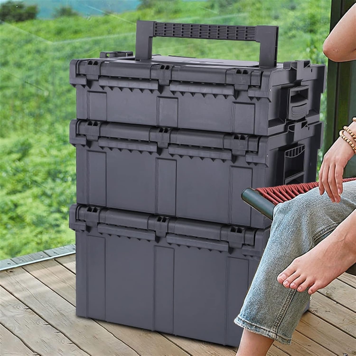 Portable Tool Box Portable Tool Box Organizers, Stackable Plastic Storage Toolbox, Multifunction Tool Case Organizer for Outdoor Home Small Parts Box (Size : CH)