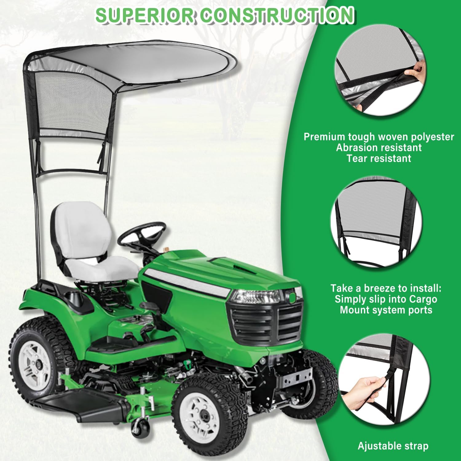 Riding Lawn Mower Sun Canopy Compatible with John Deere 100/D100/E100/L100/LA100/S100/S200 Series, Replacement for LP68122 LP51702 Lawn Tractor Sunshade