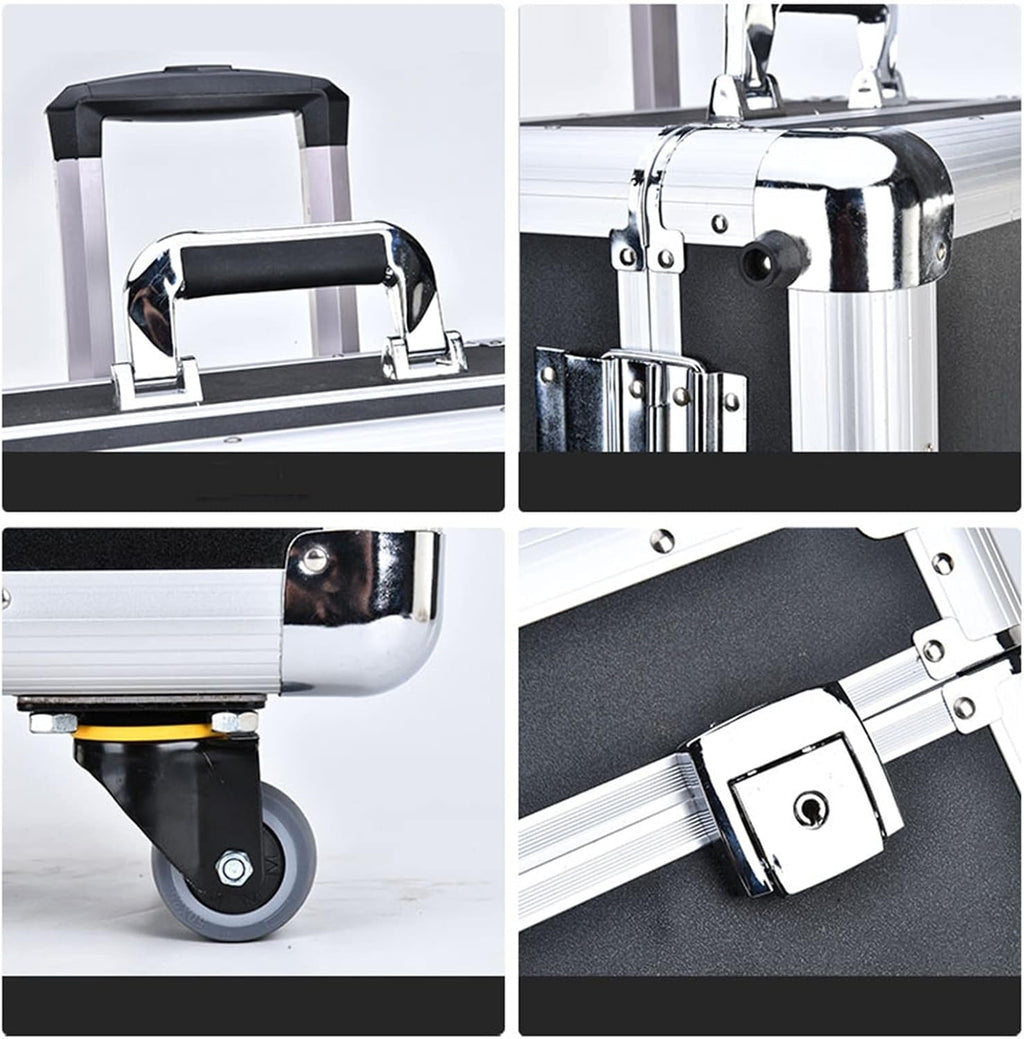 Portable Tool Box Portable Storage Tool Case Wheeled Carrying Case Equipment Storage Box with Telescoping Handle and Removable Shelves Small Parts Box (Size : M)