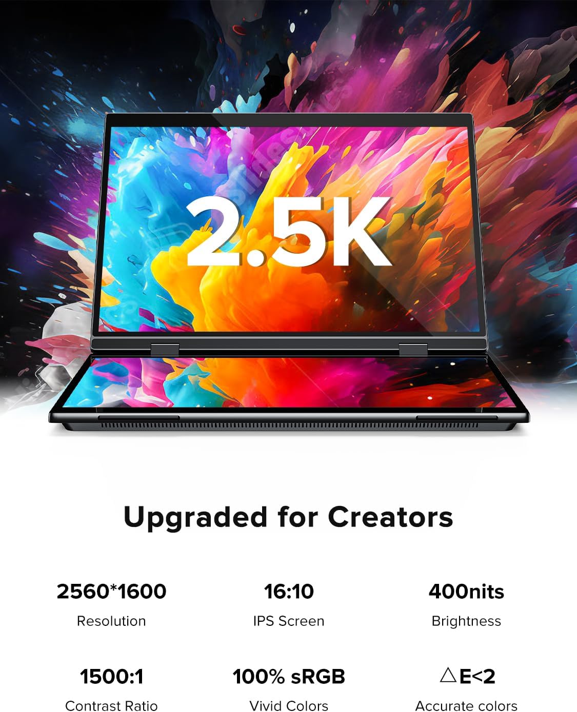 UPERFECT Delta Pro Touch Portable Monitor, 16' 2K Laptop Screen Extender, Touchscreen Dual Monitor with Stylus, First Pressure-Sensitive Touch Display, Stacked Folding Vertical Dual Screen with Stand