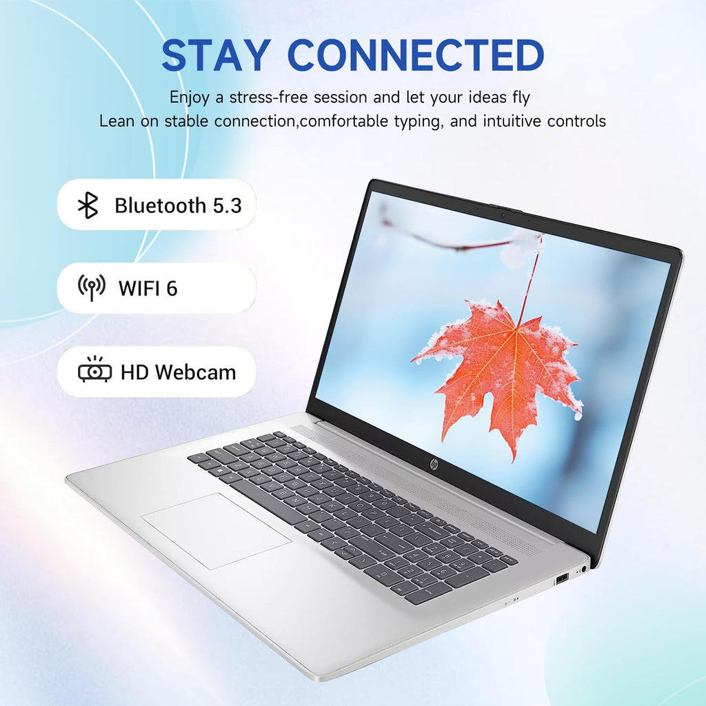 HP 17.3' Touchscreen Laptop for Home, Students, Lifetime Office 365 for The Web, Intel i3 CPU, 32GB RAM, 1TB PCIe + 128GB eMMC SSD, w/Copilot, Webcam Privacy Shutter, Wi-Fi 6, Win11 Home, No Mouse