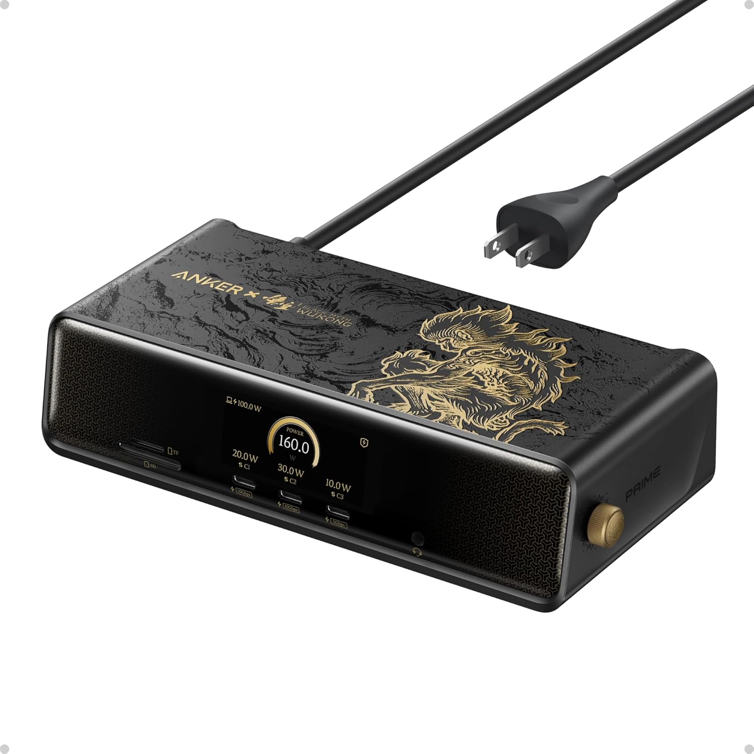 Anker Prime Docking Station (DL7400) Black Myth: Wukong Limited Edition, 14-Port Triple Display, 140W Max, Triple 4K 60Hz, for macOS and Windows (The Latest DisplayLink Driver Required)