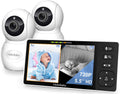 HelloBaby Baby Monitor with 2 Cameras, 5.5' 720P HD No WiFi Audio Display Split Screen, Dual 1080P Cameras, Pan-Tilt-Zoom, 2-Way Talk, Night Vision, 4000mAh Battery, Clock & Timer, Wide View