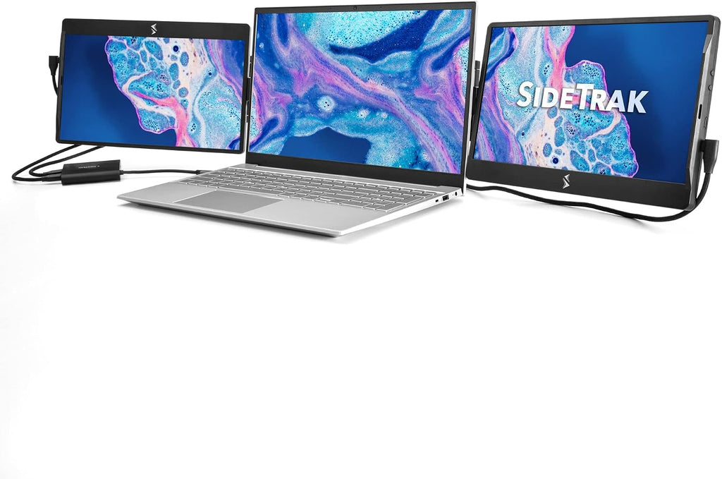 SideTrak Swivel 12.5' Portable Monitor for Laptop & Hub, Patented Swivel Hinge, Laptop Screen Extender | FHD Dual Screen w/Kickstand, USB-C & HDMI, Mac, PC, Chrome Compatible (3 Monitor Bundle w/Hub)