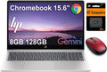 HP 15 Laptop Chromebook w/Bluetooth Mouse (15.6' Anti-Glare, Intel N200 (> i3-1115G4), 8GB DDR5 RAM, 128GB Storage (64GB eMMC + 64GB SD Card)) Home & Student, Wi-Fi, Numeric KB, Webcam, Chrome OS