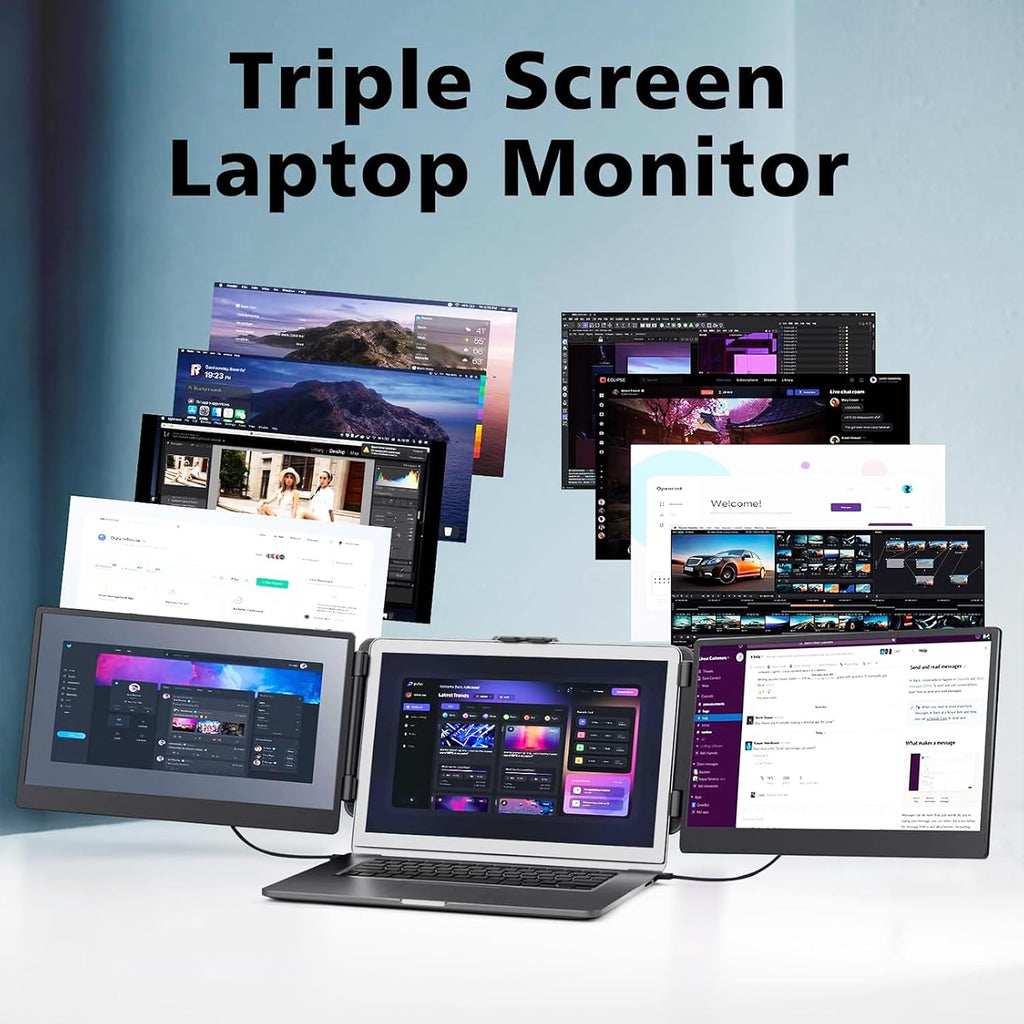 ROYY Laptop Screen Extender Double Monitor - 14' 1080P Portable Monitor FHD Attachment Extra Screen Compatible with Windows Mac Dex Chrome Travel Work Fits 13-17' Laptops