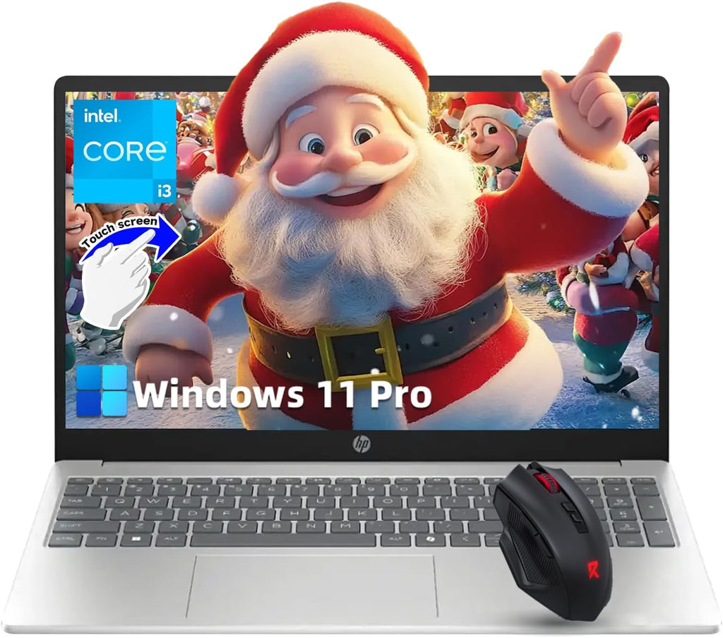 HP 15.6' Touchscreen Laptop for Business & Student, Intel 13th core i3(Up to 4.5GHz), 250 Nits Display, Win 11 Pro & Copilot AI, Wi-Fi 6 & BT 5.3, Fast Charge, Brand Mouse Kit (16GB RAM | 512GB SSD)