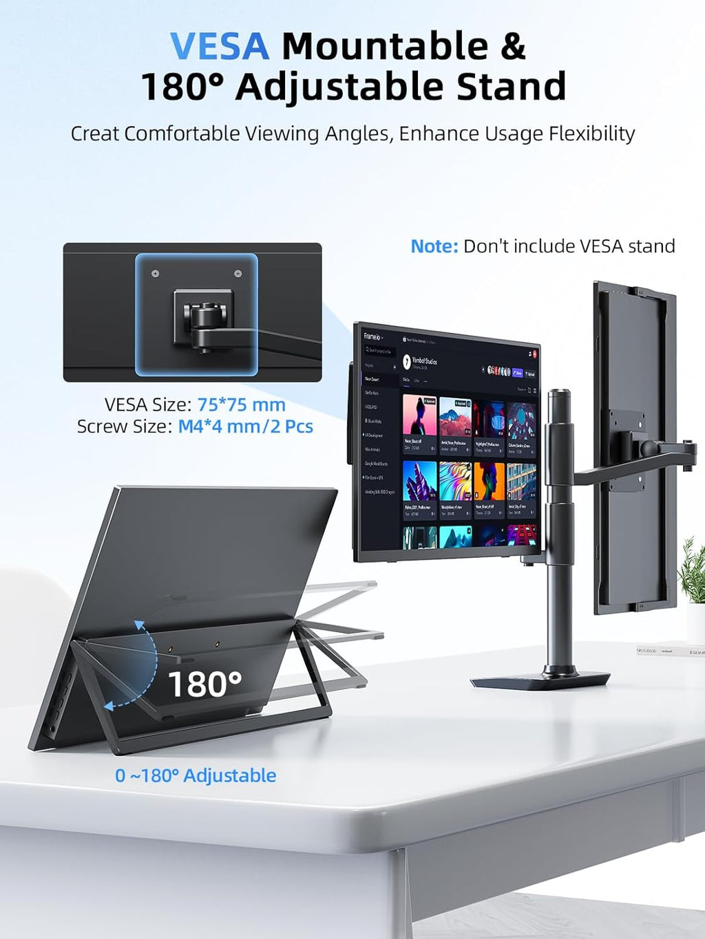 UPERFECT Portable Monitor Touchscreen 15.6 Inch 125% sRGB Travel Monitor Built-in Adjustable Stand, Speaker, VESA Mountable, USB-C HDMI Ultra-Slim Second Screen for Laptop Mac-Book Phone Game Console