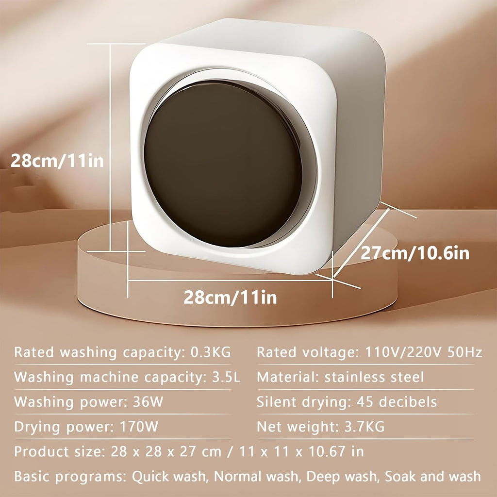 BANGBANGJI 2-in-1 Mini Portable Washer and Dryer Combo, 3.5L Compact Dryer, with LCD Control Panel, Washing Capacity 0.3kg for Small Items of Clothing, Underwear, and Socks WallMount