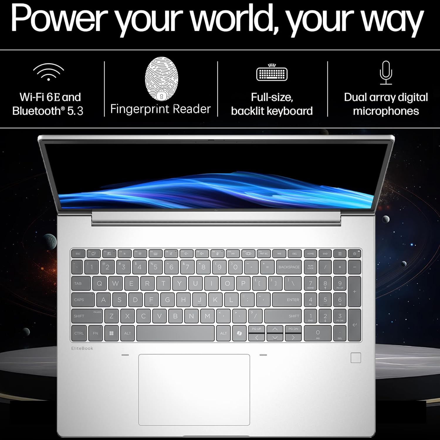 HP EliteBook Laptop Computer for Business with Copilot AI, Intel Core Ultra 7 255U (12C/14T), 64GB DDR5 RAM, 1TB SSD, 16' FHD+, Fingerprint Reader, Thunderbolt 4, Silver, Windows 11 Pro