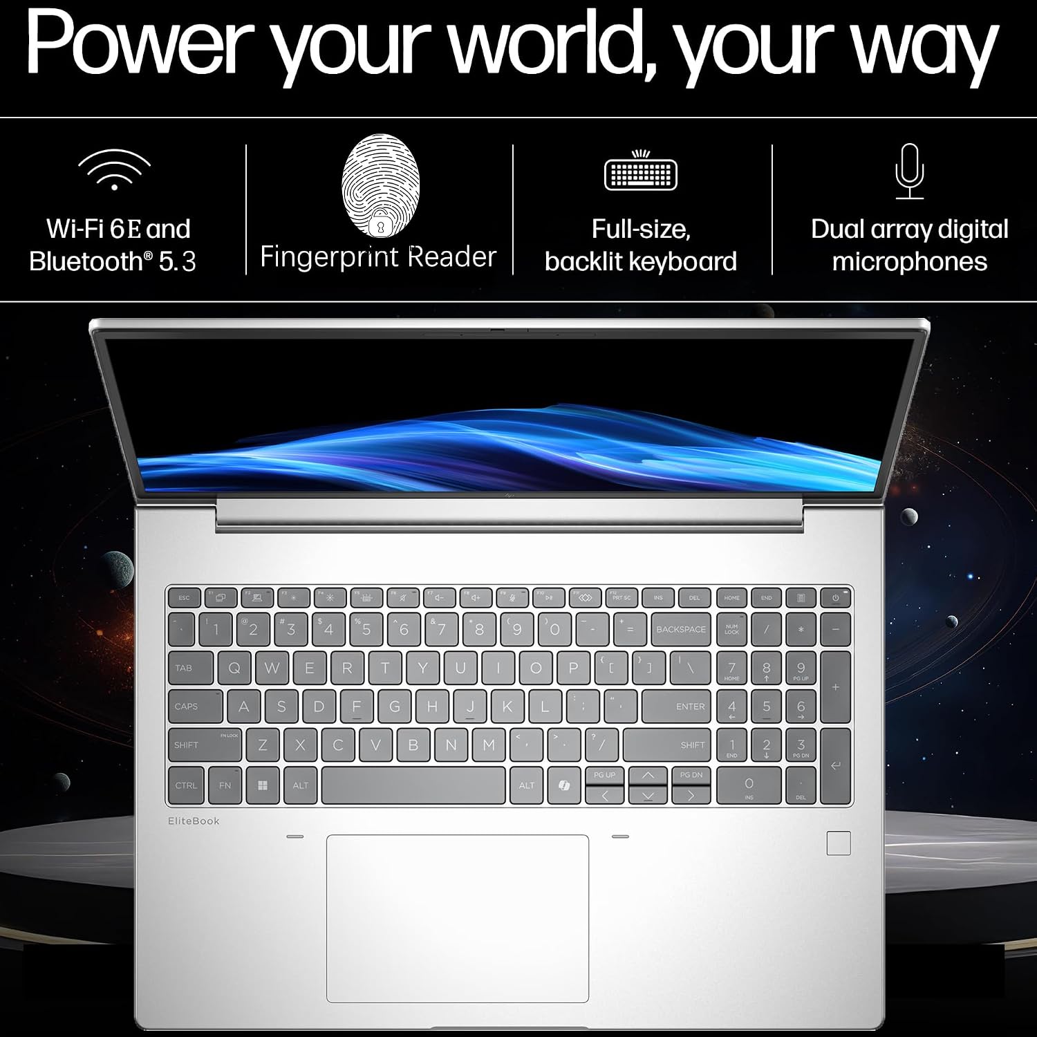 HP EliteBook Laptop Computer for Business with Copilot AI, Intel Core Ultra 7 255U (12C/14T), 32GB DDR5 RAM, 1TB SSD, 16' FHD+, Fingerprint Reader, Thunderbolt 4, Silver, Windows 11 Pro