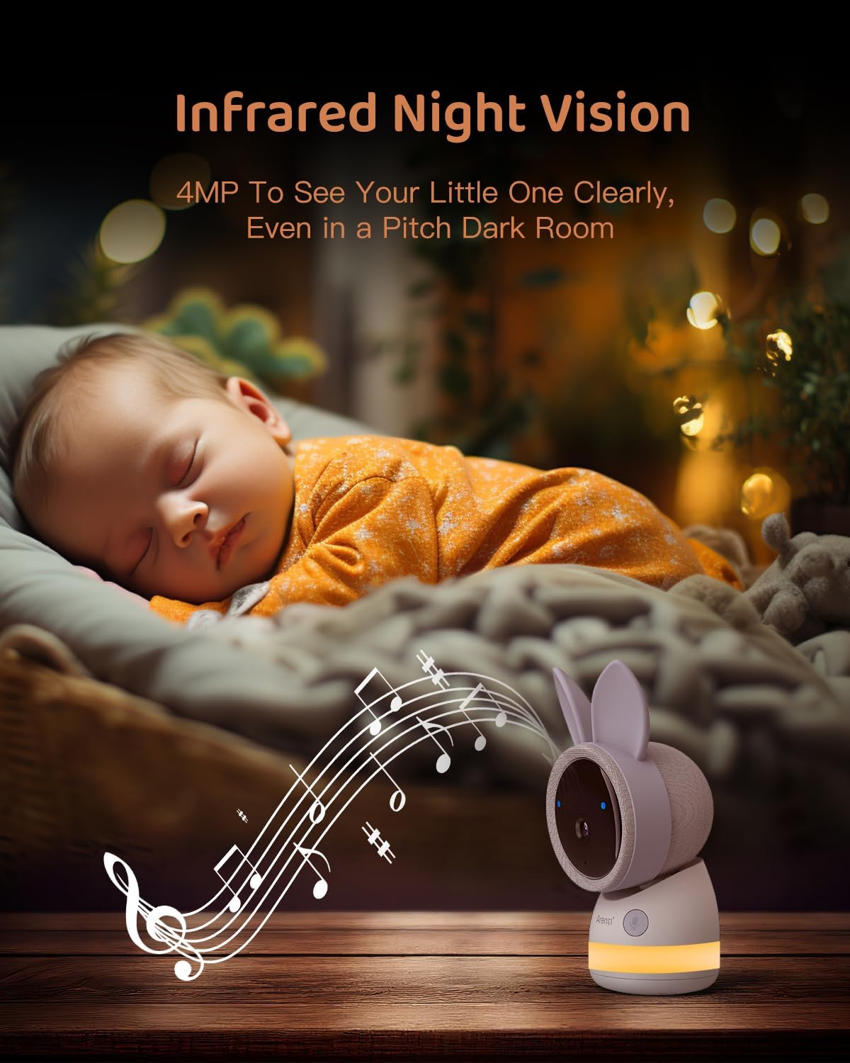 ARENTI Upgraded Baby Monitor with 2 Cameras, 4MP 2.4G&5G WiFi Baby Camera Monitor, Infrared Night Vision, Night Light, 2-Way Audio, Cry&Motion Detection, Temp&Humidity Sensor, App Control