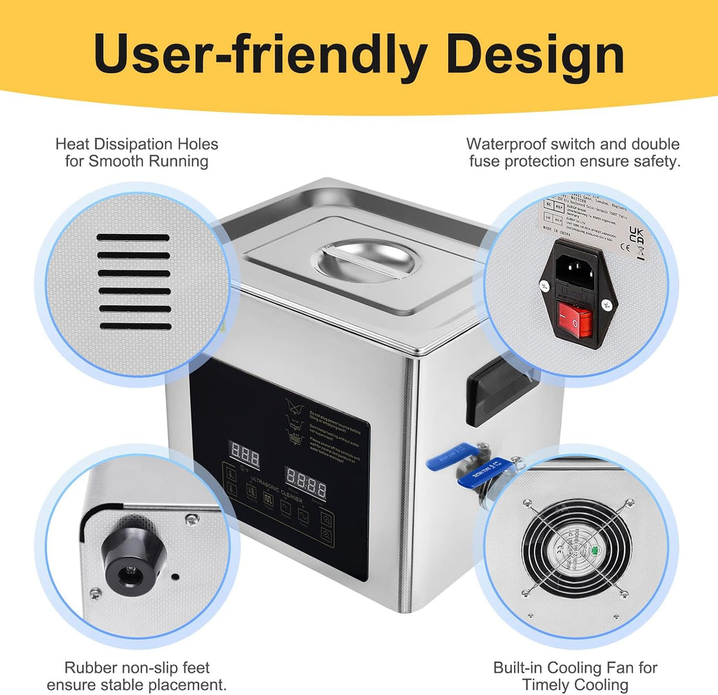 30L Ultrasonic Cleaning Machine,28/40khz Dual Frequency Ultrasonic Washing Machine,0-176℉ Adjustment Instrument Cleaner for Jewelry Glasses (10L)