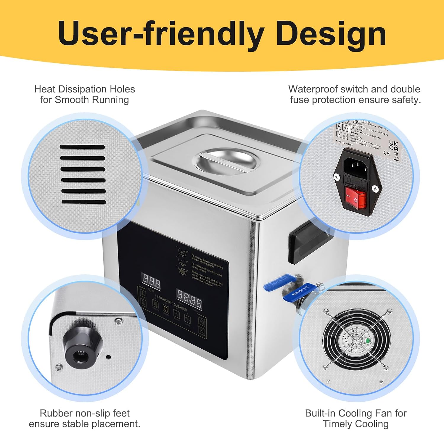 Ultrasonic Washing Machine, Dual Frequency Commercial Professional Ultrasonic Washing Machine, Stainless Steel Jewelry Cleaner with Heater and Timer for Jewelry Watch Dental (10L)