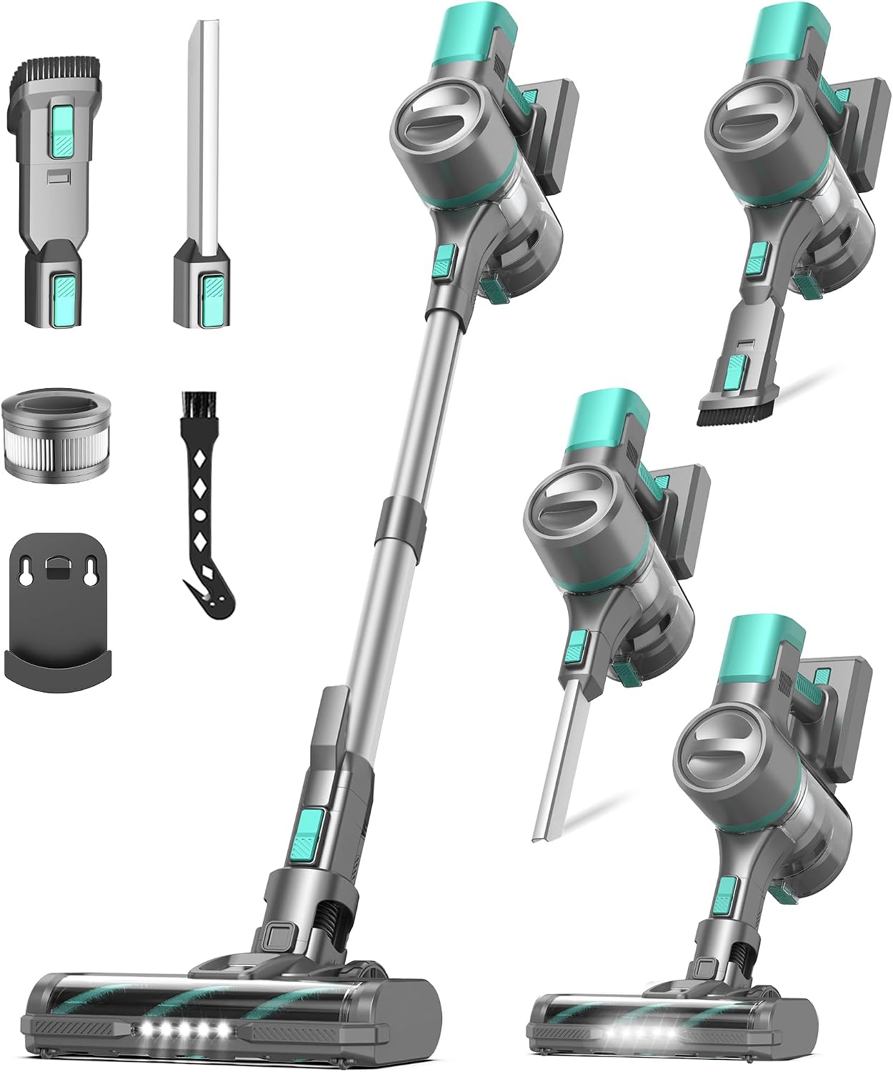 S10K Cordless Vacuum Cleaner, 55Kpa 60mins Lightweight Stick Vacuum with Powerful Suction for Home, Rechargeable, Self-Standing, Handheld Vacuum Cleaners for Hardwood Floors, Carpets, Pet Hair