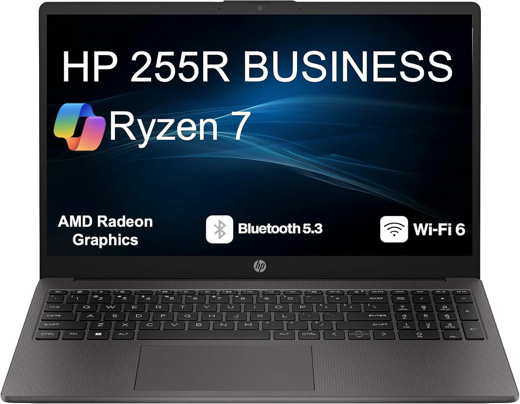 HP 255R Business Laptop 15.6' LCD FHD Display (AMD Ryzen 7 7735U, 16GB DDR5, 512GB PCIe SSD, AMD Radeon, Bluetooth 5.3, WiFi 6, Webcam, HDMI, Win 11 Pro) w/Dockztorm USB Port Expander