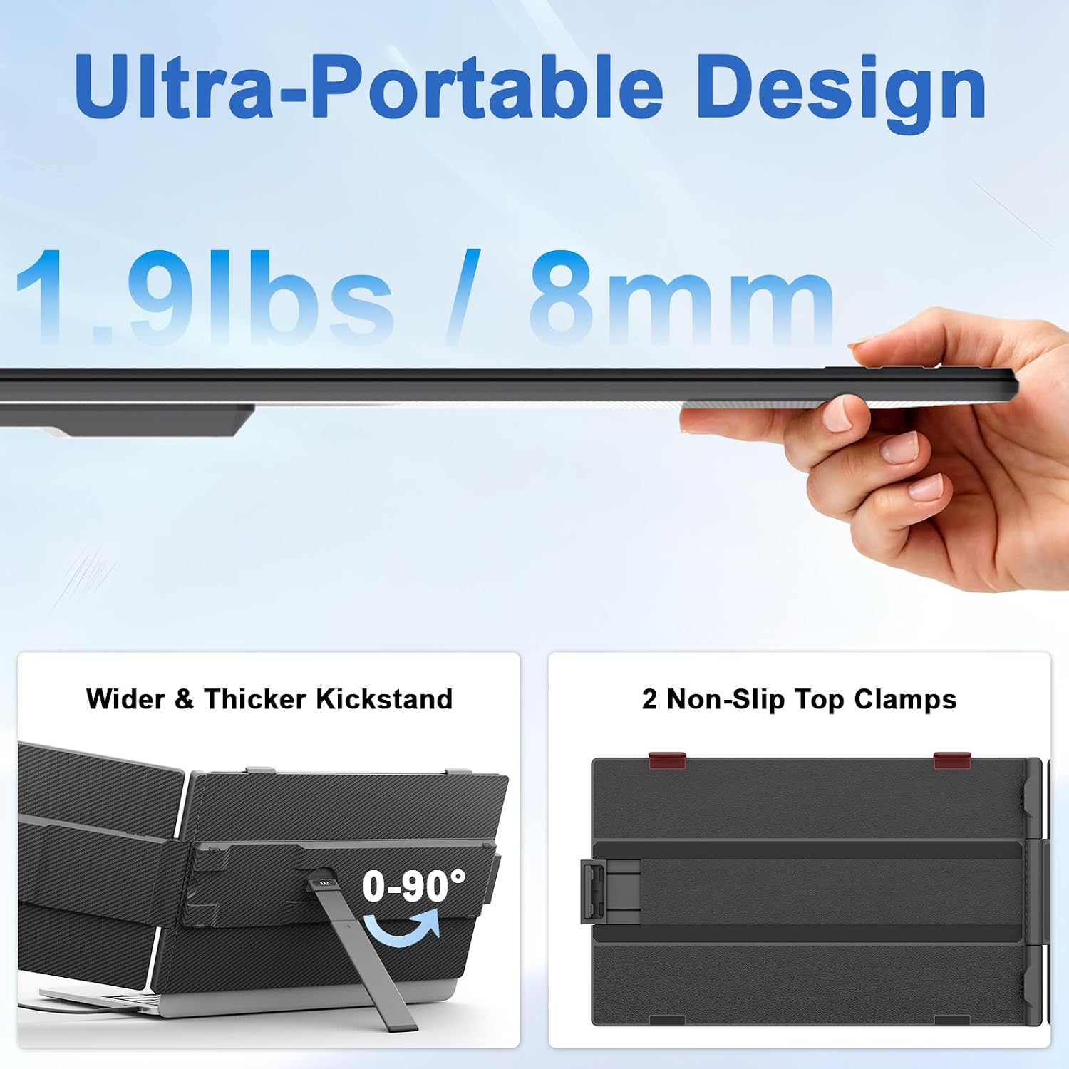 KEFEYA Laptop Screen Extender, 14' FHD 1080P IPS Dual Laptop Monitor Extender, Portable Monitor Plug & Play USB-C/HDMI/USB-A for 13'-17' Laptops, Work with Windows/MacBook/Switch/PS5