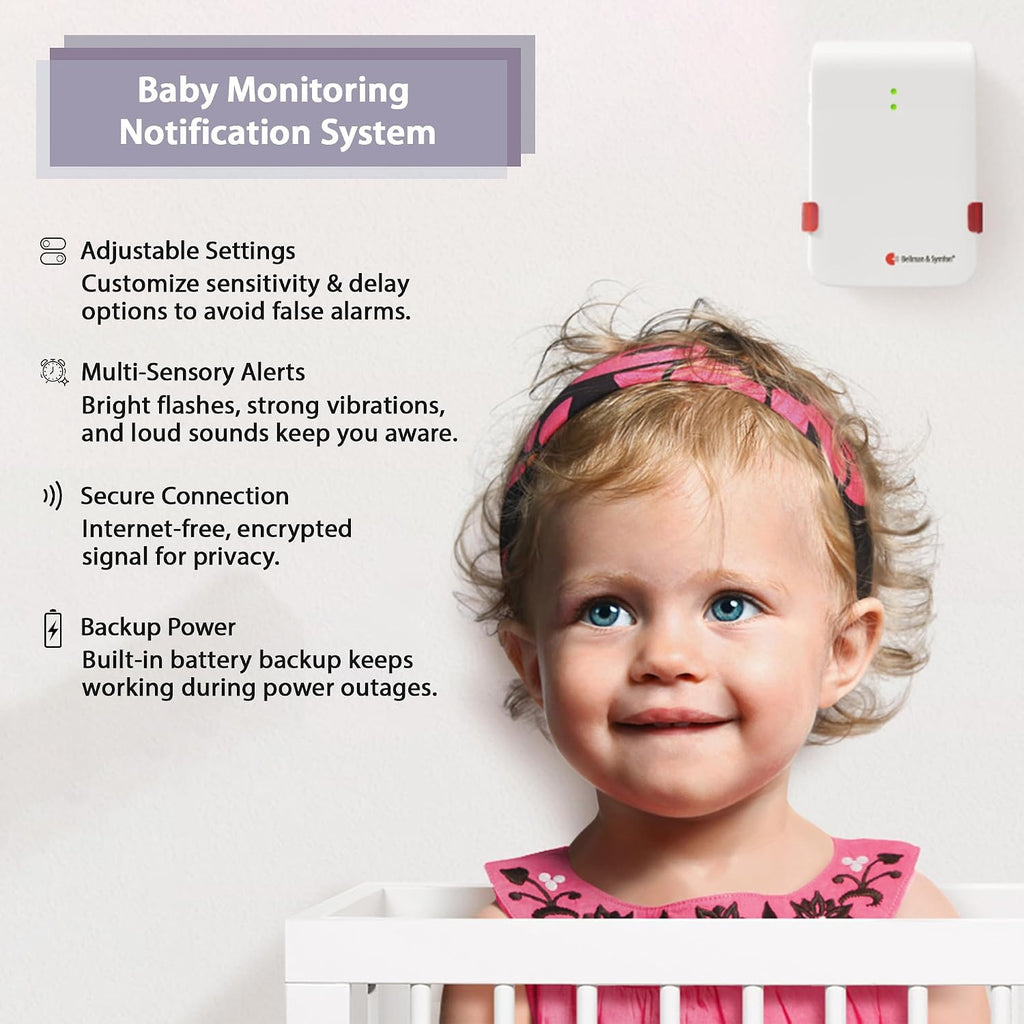 Bellman & Symfon Baby Cry Notification System with Alarm Clock Receiver and Bed Shaker – Non-WiFi Baby Monitor Device – Multi-Sensory Vibration, Light Alarm – Ideal for Deaf and Hard of Hearing