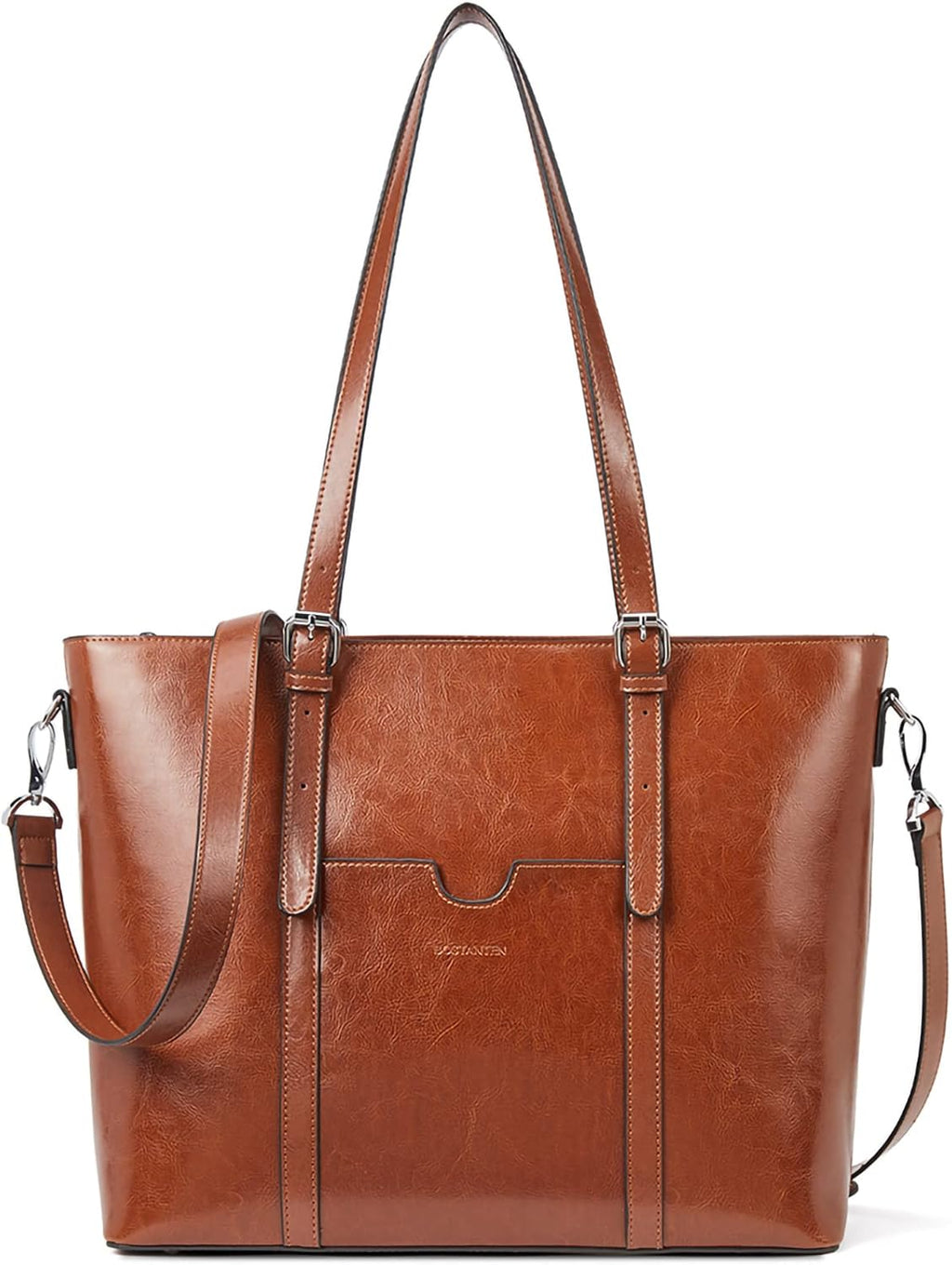BOSTANTEN Leather Laptop Bag Work Tote for Women Shoulder Handbag Briefcase 15.6 inch Satchel Computer Bag