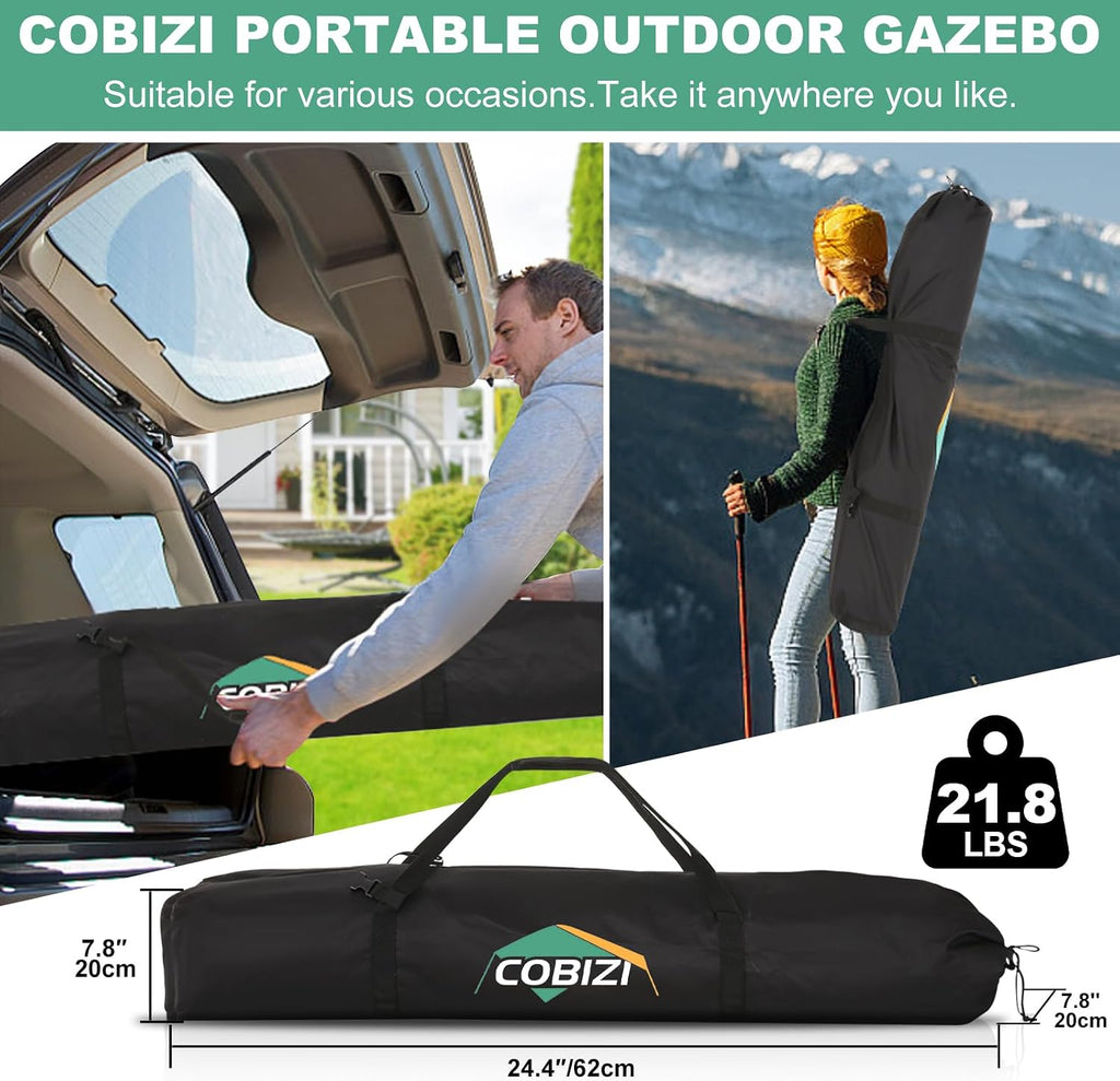 COBIZI 10x10 FT Pop up Gazebo, Popup Canopy Tent, Screened in Gazebos, Waterproof Portable Outdoor Small Screen Tents Sun Shelter,carpas para Patio for Camping, Garden and Backyard,Grey