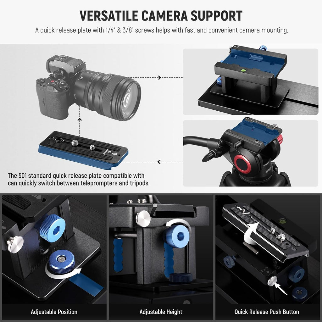 NEEWER Teleprompter X17 II with RT113 Remote/APP Control, 17' HD Beamsplitter All Metal Frame Upgraded Camera Mount QR Plate Compatible with Manfrotto 501PL iPad iPhone, Max Load 44.1Ib, Assembly Free