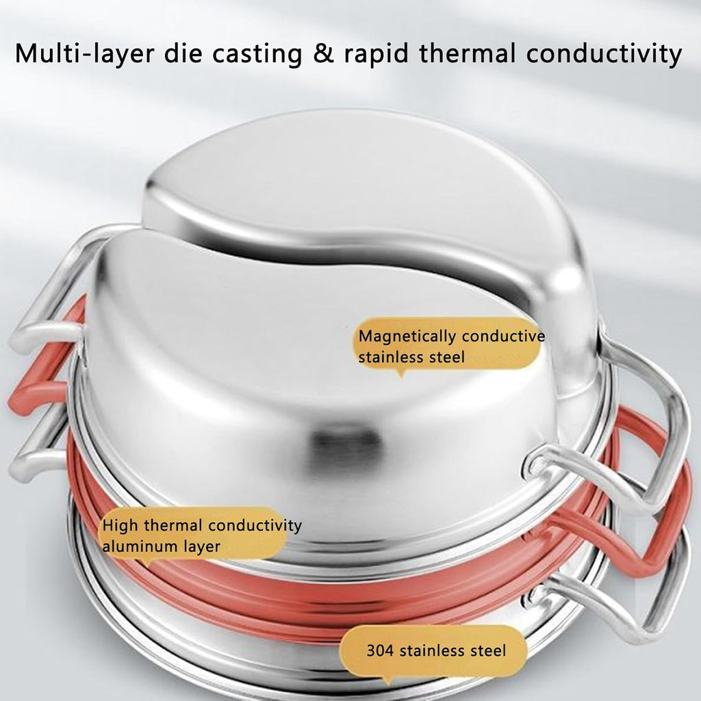 304 Food Grade Stainless Steel Dual-Sided Shabu Hot Pot - 28/30/32/34/36cm Double Flavor Pot Multicooker Soup Pot with Lid and Filter Basket for Induction Cooktop Gas Stove (28CM)