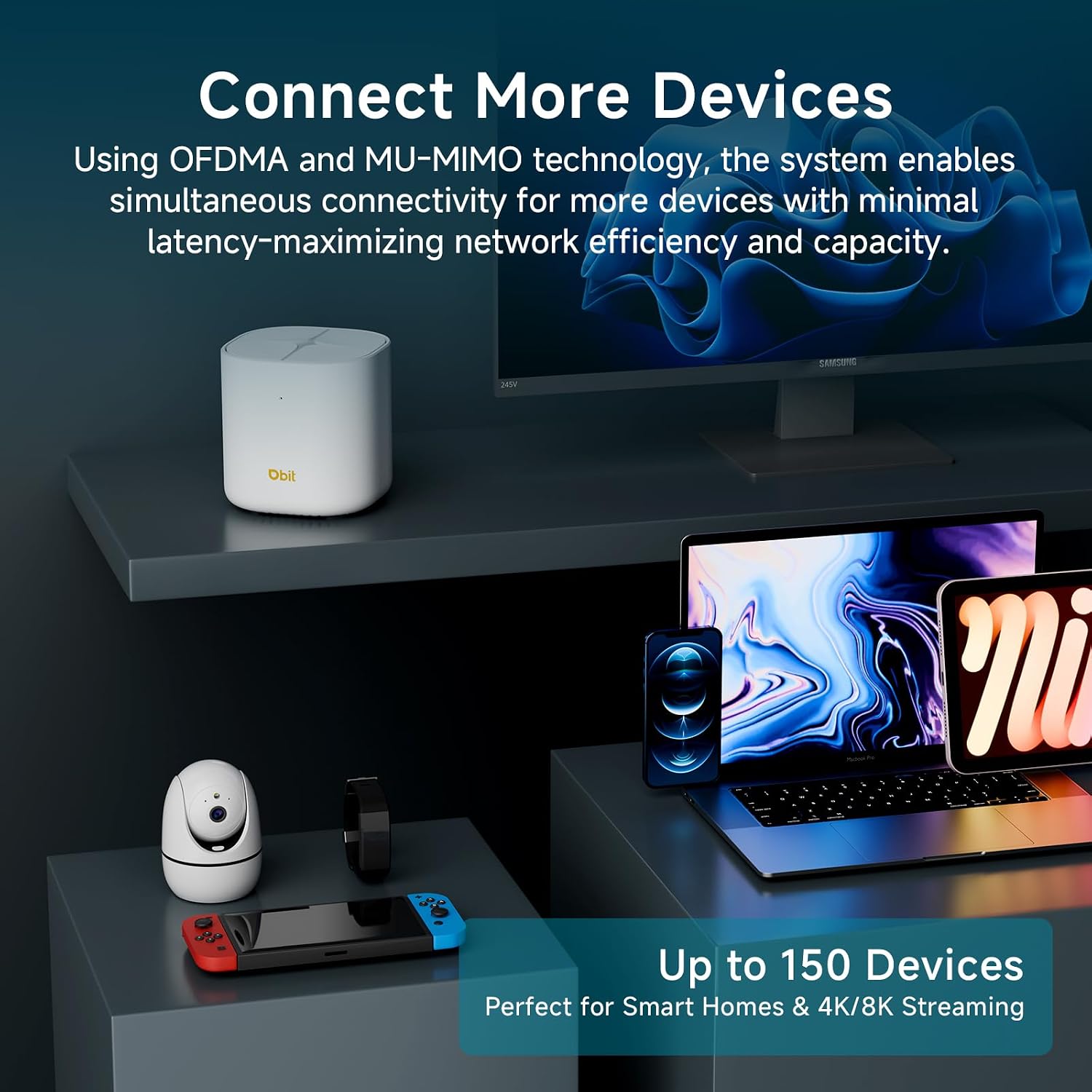 DBIT AX1800 WiFi 6 Whole Home Mesh Wi-Fi System, Dual-Band Coverage up to 6,500 sq. ft. and 150 Devices, Replaces Wireless Router and Extender (D-MAX5, 3-Pack, 6 Gigabit Ethernet Ports in Total)