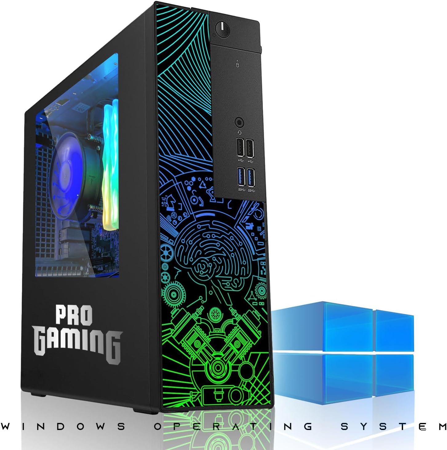 TechMagnet RGB Desktop Computer PC - Intel Core i5, 32GB ARGB RAM, 512GB SSD, GT-1030 Graphics with RGB Keyboard with AI-Enabled Copilot Key, Mouse and RGB Headphone Windows 11 (Renewed)