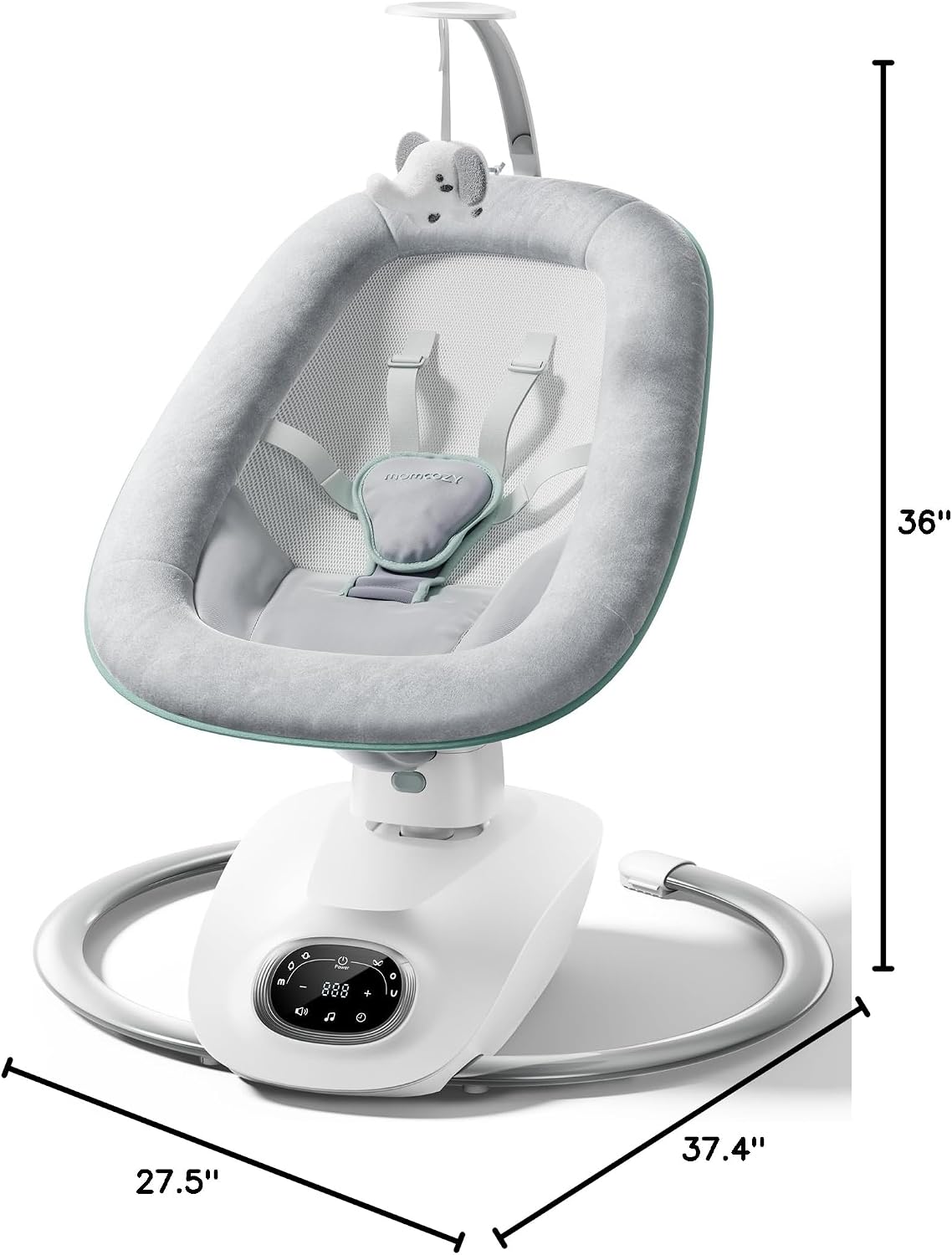 Momcozy CocoSway Electric Baby Swing for Infant, 180° Rotating Seat, 6 Parent-Like Sway Motions & 4 Speeds, Remote Control, Machine-Washable Cover, Grey