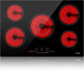 Electric Cooktop 30 Inch 5 Burner, 8200W Electric Stove Glass Ceramic Stove with 9 Power Levels,Timer Pause, Slide Touch Sensor Control, 220-240V Built-in Countertop Burners Cooker