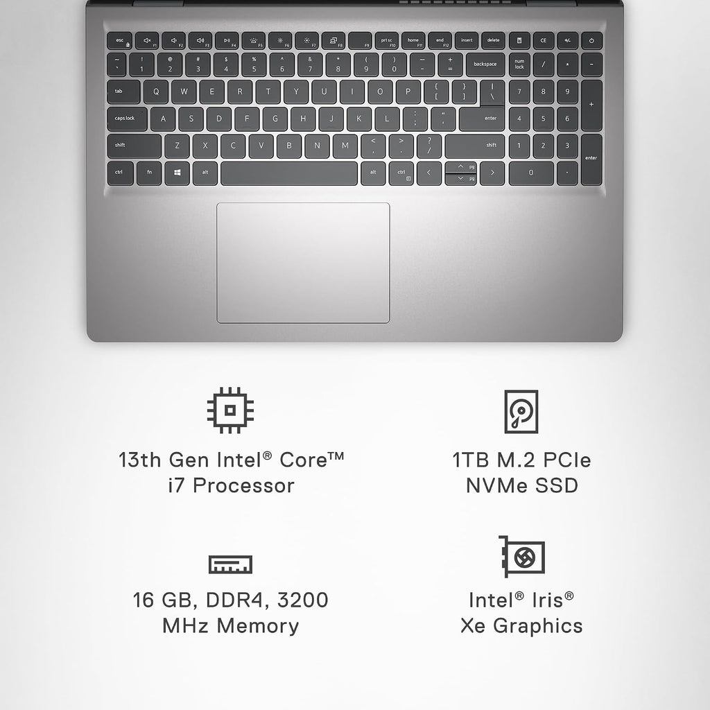 Dell Inspiron 15 3530 Laptop - 15.6-inch FHD (1920 x 1080) Touchscreen Display, Intel Core i7-1355U, 16GB DDR4 RAM, 1TB SSD, Intel Iris Xe Graphics, Windows 11 Home, 6-Months Migrate - Platinum Silver