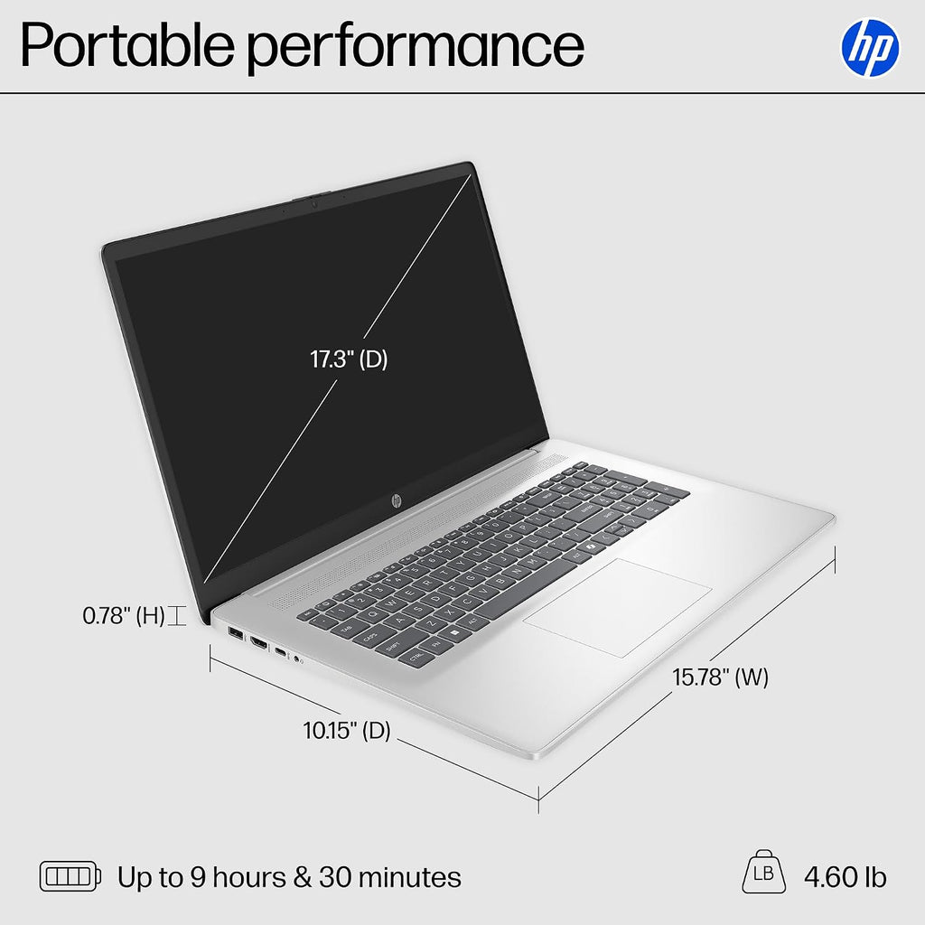 HP 17 Inch Laptop Computer for Business & Students 2025, 17.3' HD+ Display, Intel 8-Core i3 Processor, 32 GB RAM, 2 TB SSD, Copilot AI Key, Long Battery Life, Wi-Fi 6, Windows 11 Pro, Accessory Kit