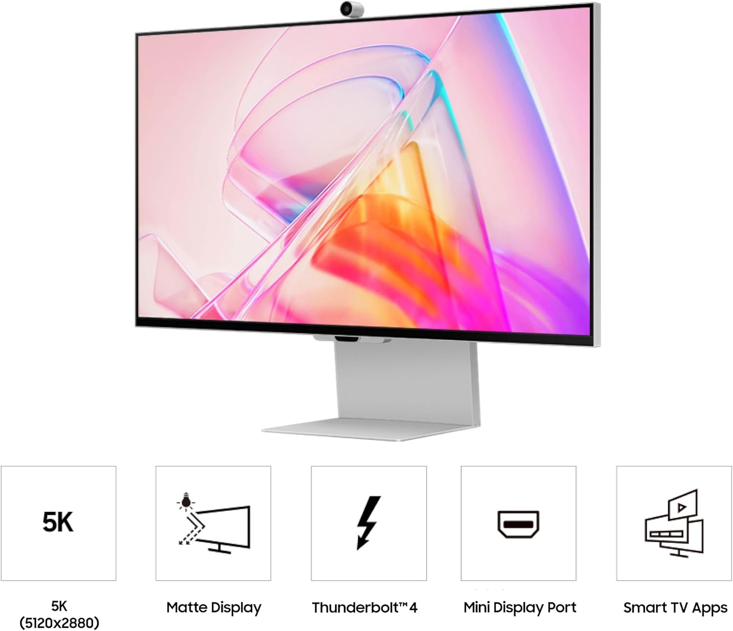 Samsung 27' ViewFinity S9 Series 5K Computer Monitor, Thunderbolt 4, DisplayPort, Matte Display, 4K Slimfit-Camera, Slim Metal Design, AirPlay, Smart-TV Apps, Gaming Hub, LS27C900PANXZA
