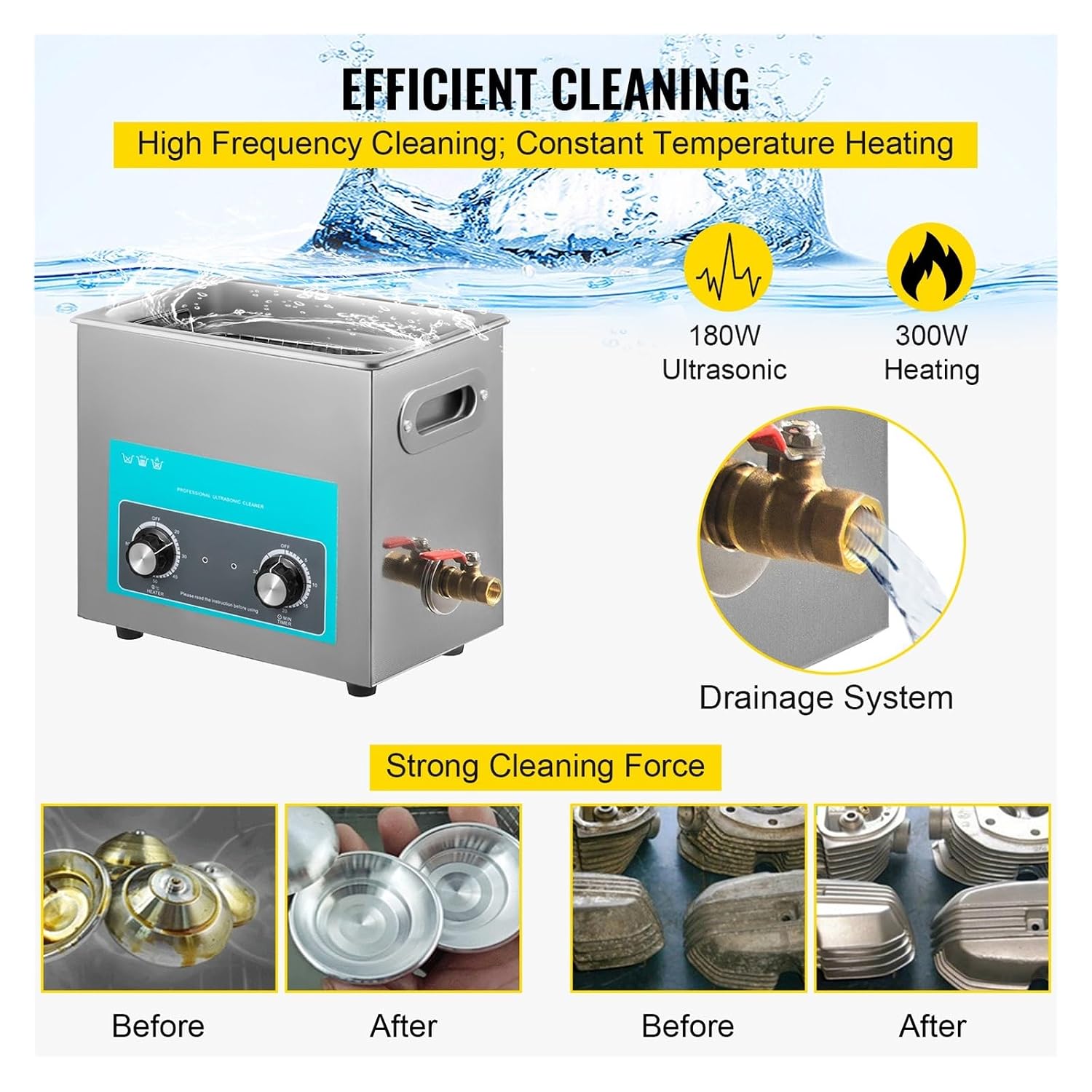Ultrasonic Cleaners, 6L Electric Ultrasonic Cleaner Portable Washing Machine Lave-Dishes Ultrasound Home Appliance
