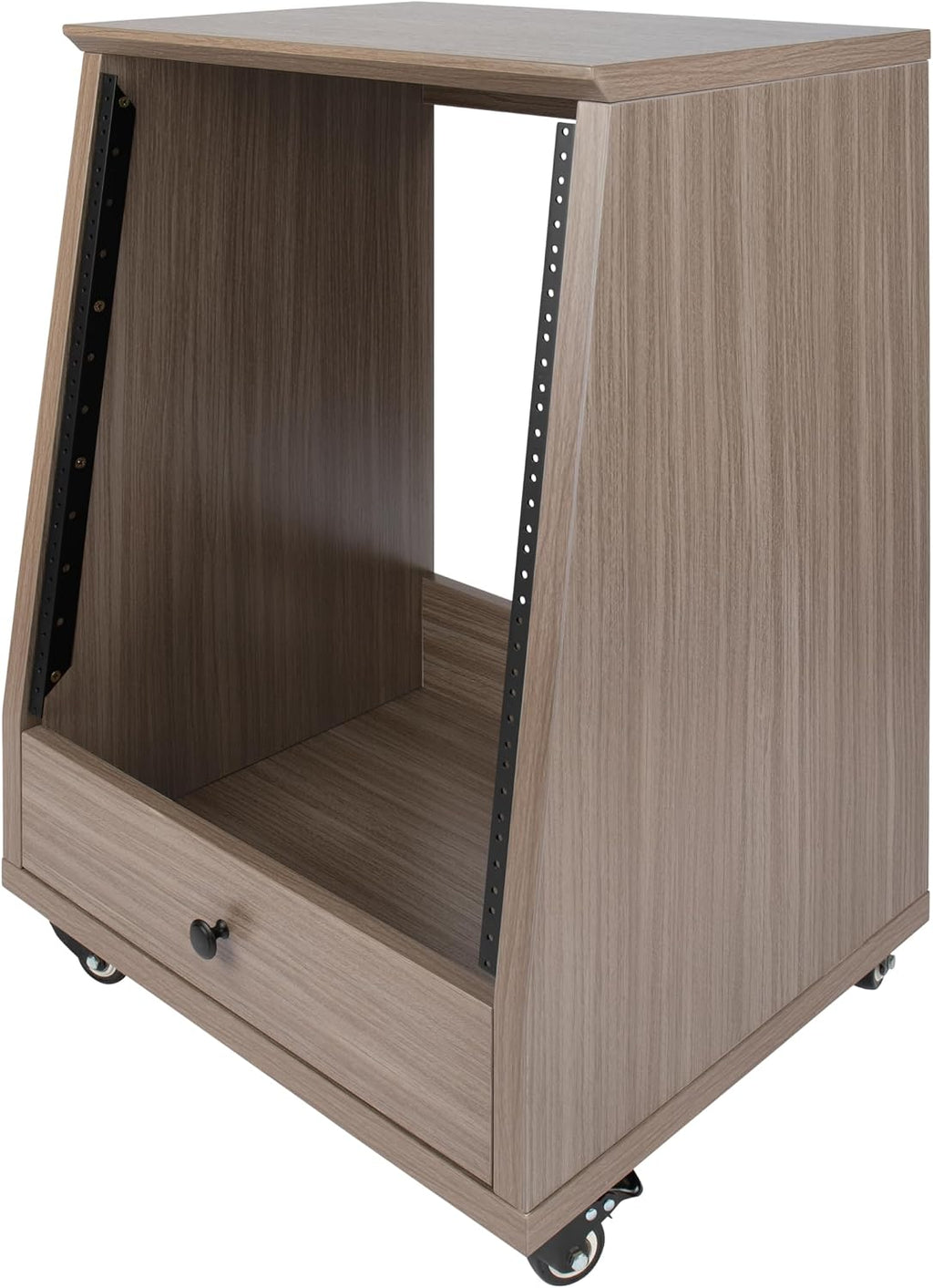 Gator Frameworks Elite Furniture Series 12U Angled Studio Rack with Locking Casters, Driftwood Grey Finish (GFW-ELITESTUDIORK12-GRY)