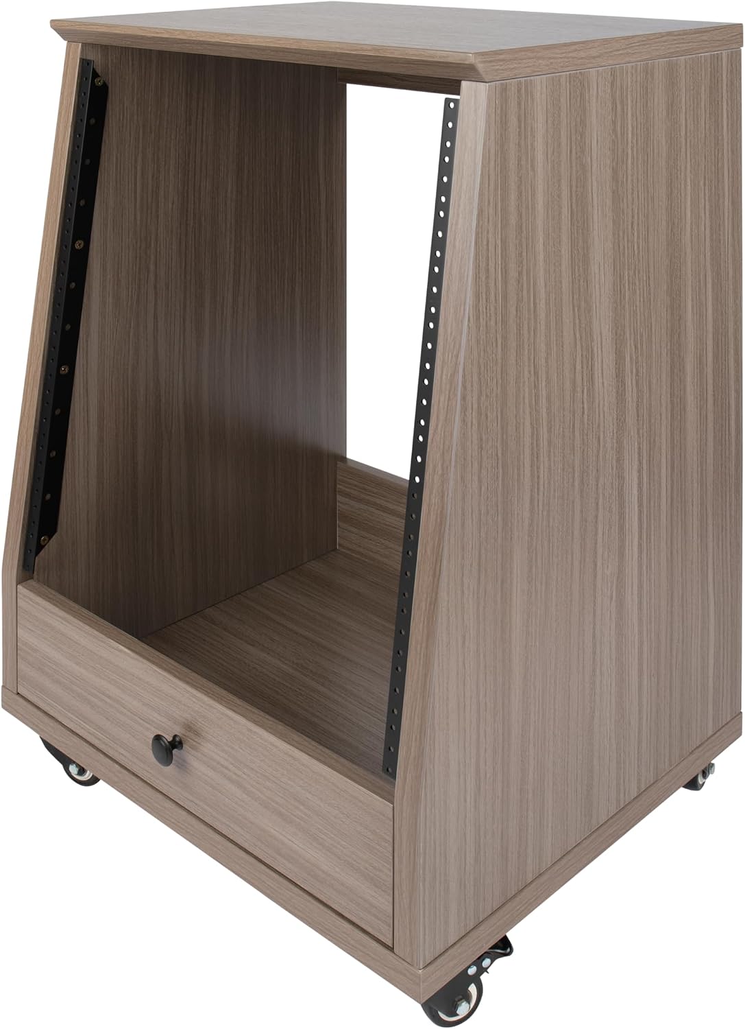 Gator Frameworks Elite Furniture Series 12U Angled Studio Rack with Locking Casters, Driftwood Grey Finish (GFW-ELITESTUDIORK12-GRY)