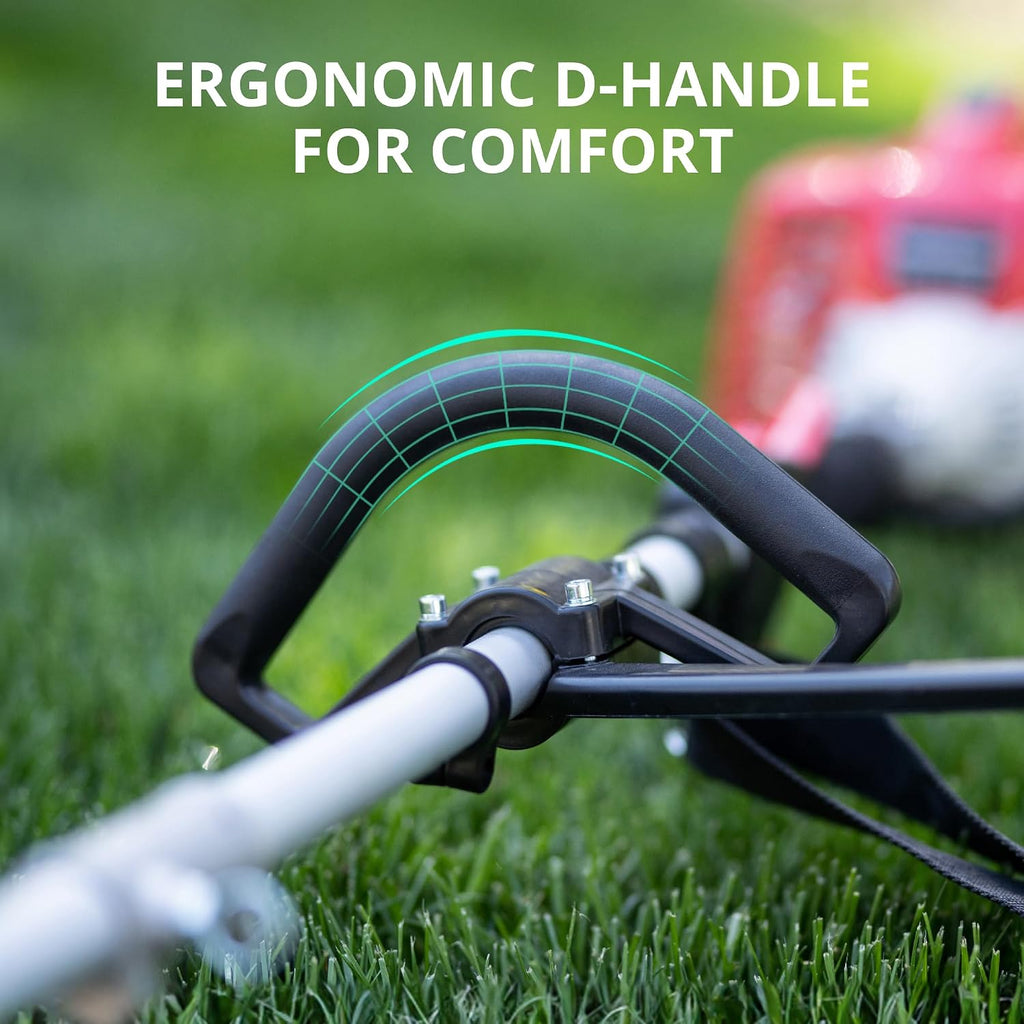 26cc Gas Powered Weed Wacker, 3-in-1 String Trimmer/Edger/Brush Cutter, 2-Cycle Air-Cooled Engine, 16' Cutting Width, 10' Brush Blade, Rubber Handle & Shoulder Strap, Quick Start