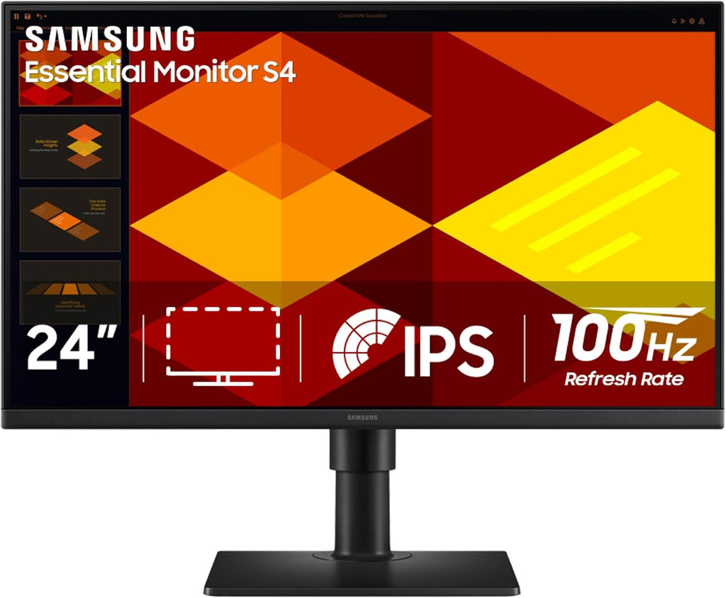 Samsung 24' (S40GD) Borderless Business Monitor with IPS Panel, 100Hz Refresh Rate, Eye Saver Mode, Ergonomic Design, Game Picture Mode, LS24D408GANXGO