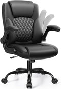 Leather Office Chair, PU Home Computer Desk Chairs with Ergonomic Back Support, 360°Swivel Free，Small Gmaing Chair with Wheels and Adjustable Armrests, for Short People Use, Black