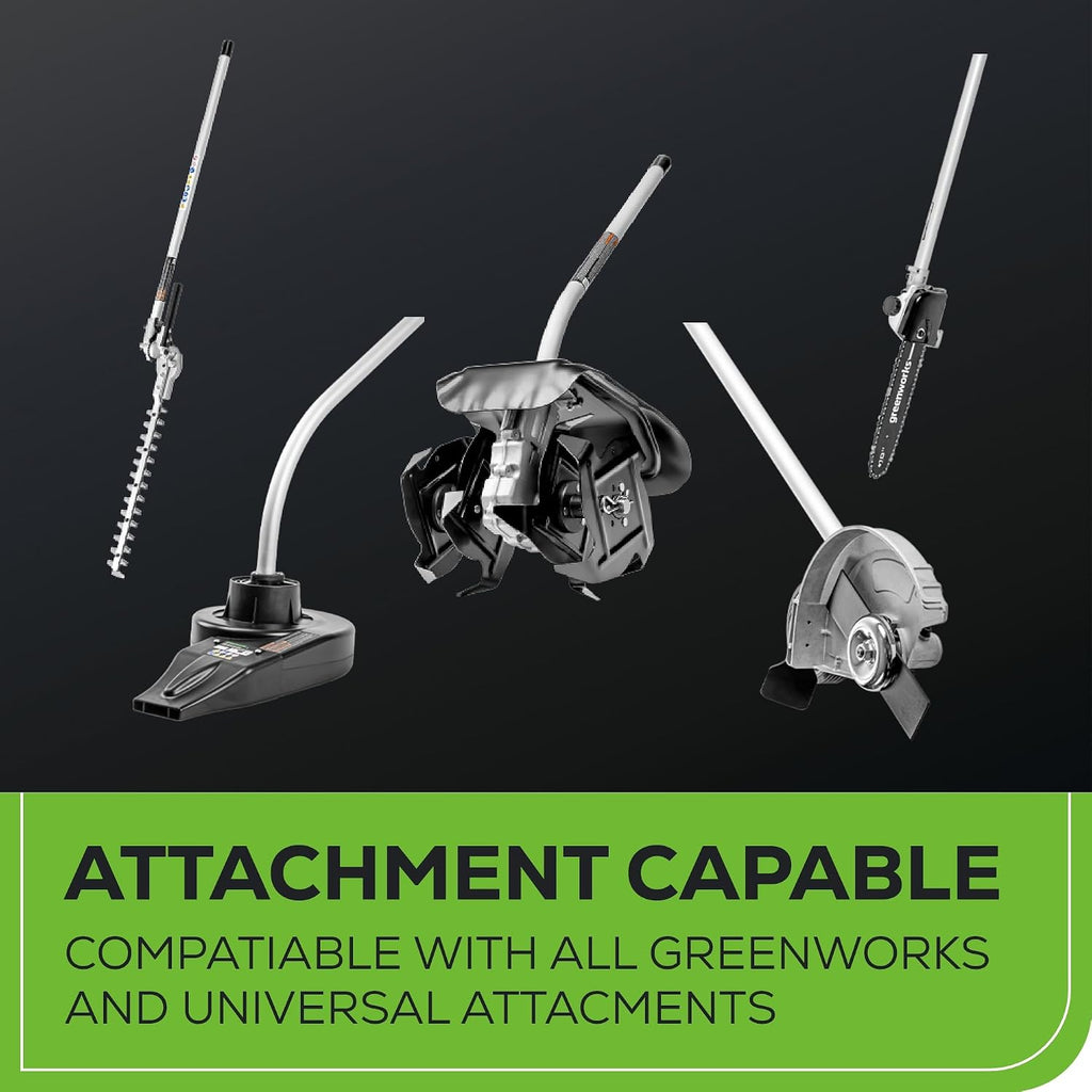Greenworks 48V (24V x 2) 16' Brushless (Attachment Capable) Cordless String Trimmer, (2) 4.0Ah Batteries and Dual Port Rapid Charger Included