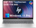 HP 15 Laptop (15.6' FHD Touchscreen, Intel Core i5-1334U (> i7-1255U), 32GB RAM, 1TB SSD) for Business, Students, Home, 10-Hour Long Battery Life, Webcam, Wi-Fi 6, Numpad, Fast Charge, Win 11 Pro