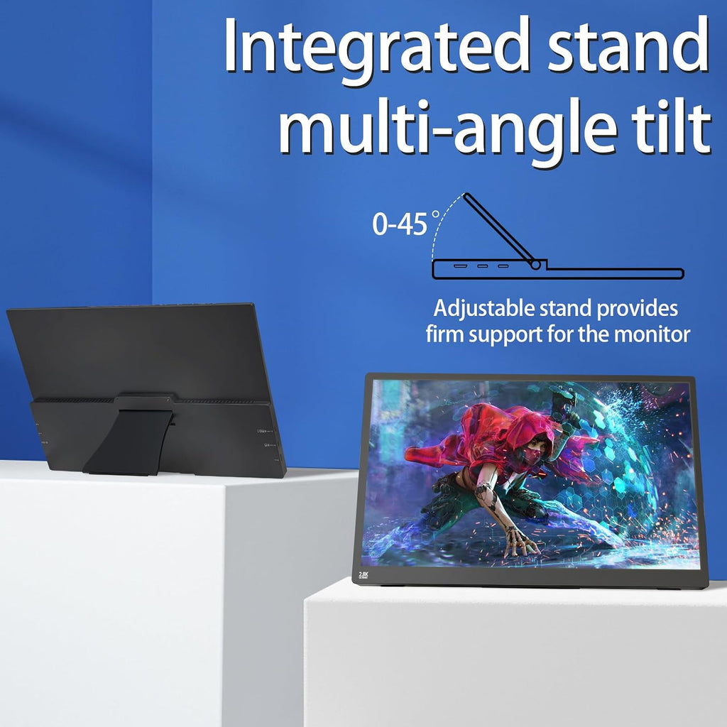Portable Monitor Touchscreen 15.6' 2.8K Laptop Screen Extender 2880x1620,100Hz,100％sRGB,w/45° Adjustable Stand,mini HDMI USB-C Computer Display for Laptop PC Phone Mac