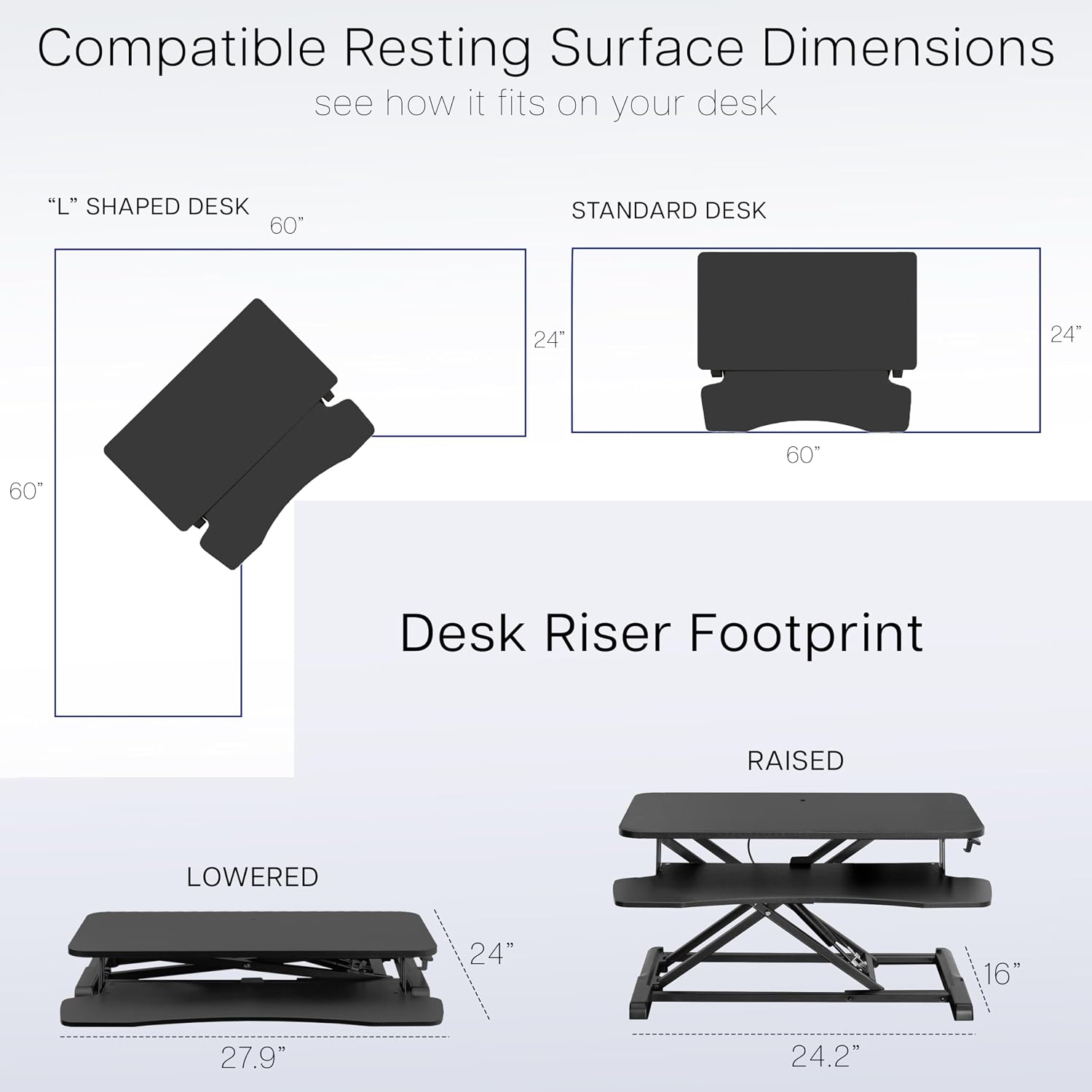 VIVO 28 inch Desk Converter, K Series, Height Adjustable Sit to Stand Riser, Dual Monitor and Laptop Workstation with Keyboard Tray, Black, DESK-V028KB