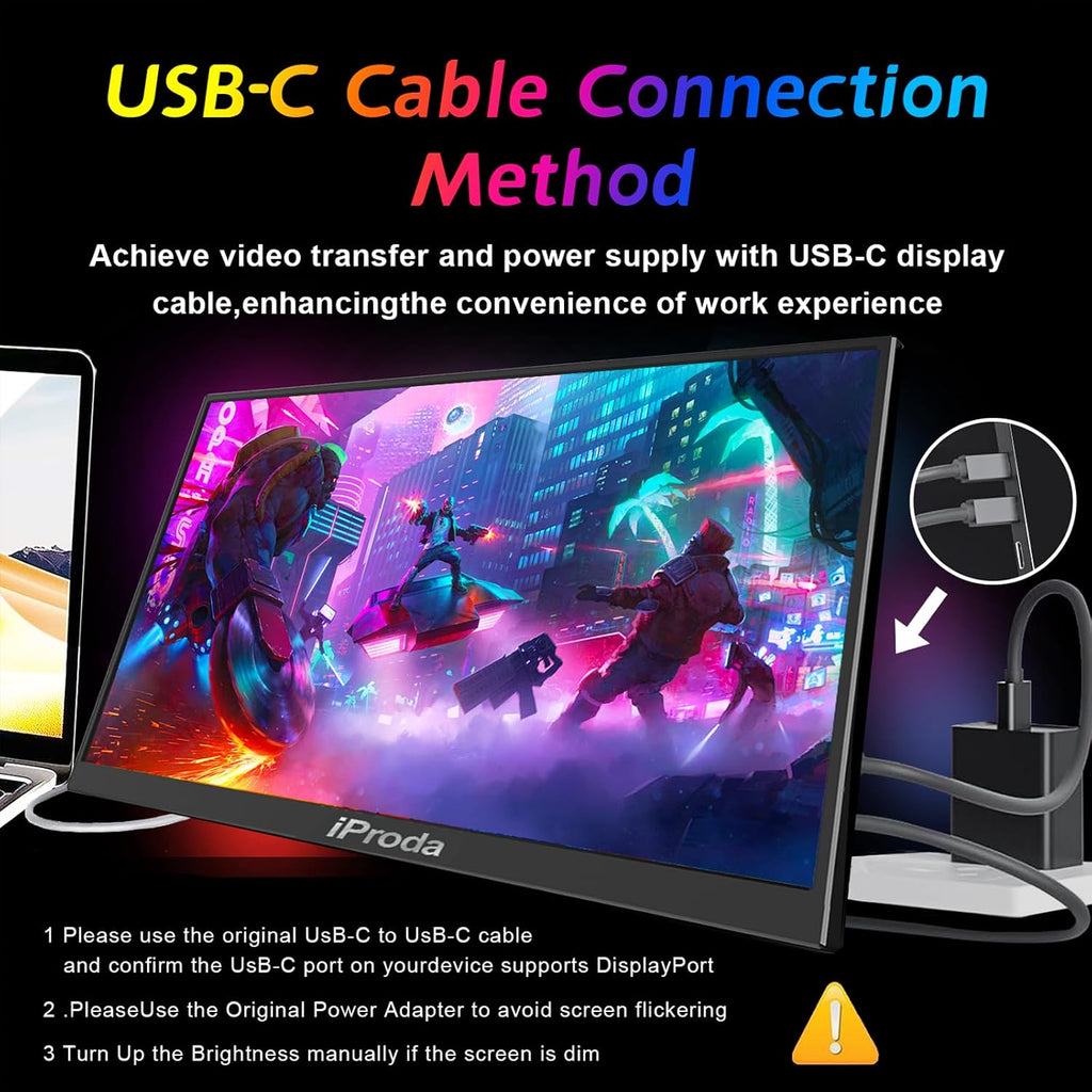 18.5' Portable Monitor 120Hz FHD 1080P, USB-C HDMI Laptop Screen Extender, Second Display for Laptop/PC/Mac/PS5/PS4/Switch, Travel Monitor with Protective Sleeve, VESA Mountable