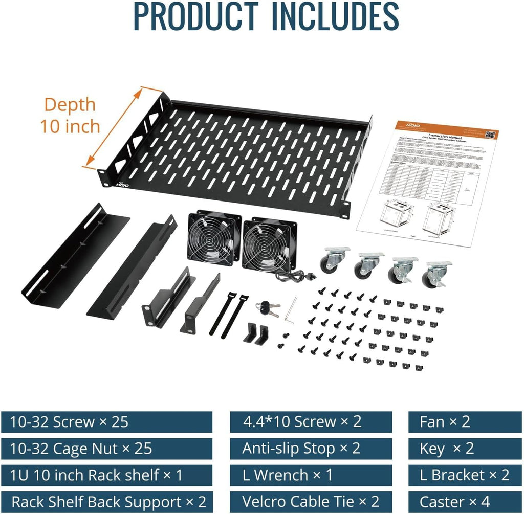Tecmojo 15U Wall Mount Rack,15U Rack 17.7 Inch Depth,Hold Up to 176 Lbs,Enclosed Wall Mount Rack Kit for 19 Inch Network,Server and AV Gear,Glass Door(Elite Collection)