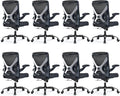 Ergonomic Office Chair - X-Shaped Computer Desk Chairs Comfy, Mesh High-Back Gaming Chair with Adjustable Lumbar Support, Executive Task Chair for Adults, Comfortable for Long Hours, Black, Pack of 8
